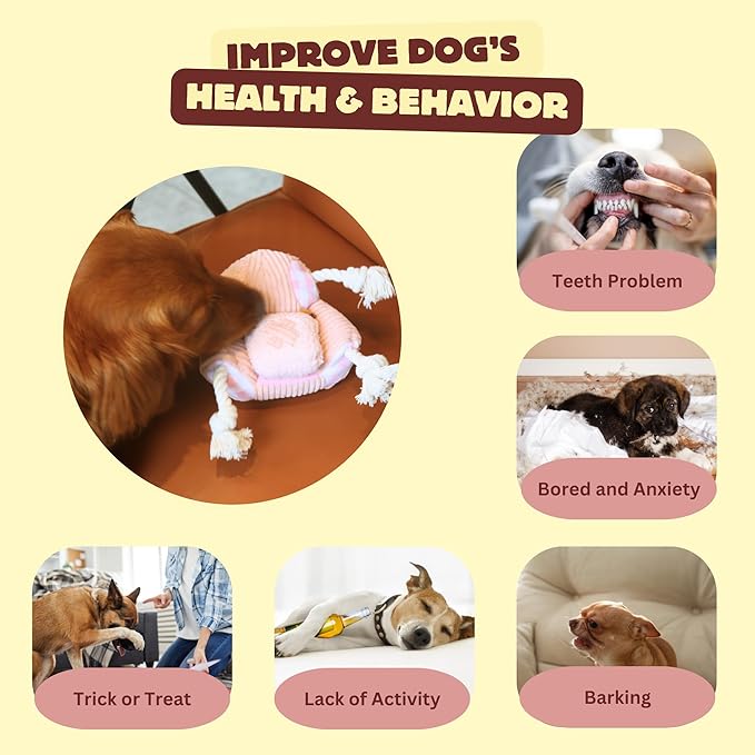 Squeaky Dog Toys, Durable Tug of War Chew Toys for Small, Medium and Large Dogs, Interactive Puppy Toy for Teeth Cleaning, Birthday Gift - Couch