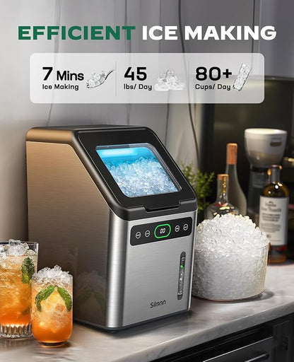 Silonn Nugget Ice Makers Countertop, Timer Pebble Ice Maker