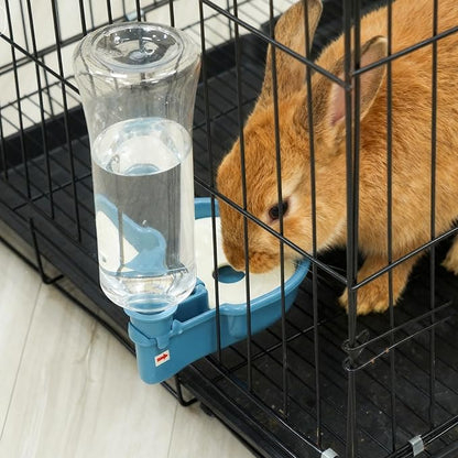 VANNON 23oz Pet Water Bottle, Gravity Dog Water Bowl Dispenser for Cage, Anti-Overflow Water Dispenser for Small Dogs, Cats, Rabbits and Other Small Animals, BPA Free, Blue