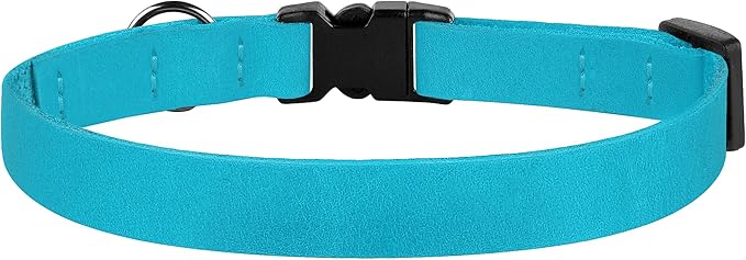 Breakaway Cat Collar Leather with Removable Bell - 13 Colors Available - Soft Adjustable Girl Boy Safety Lightweight Pet Kitten Collars Pink Brown Blue Green Red Orange Black (Aquamarine)