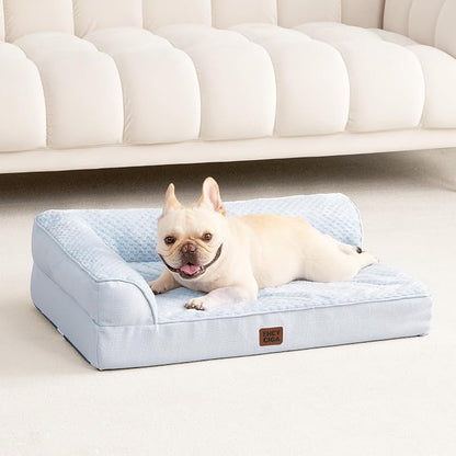 EHEYCIGA Orthopedic Dog Bed Medium Size, Memory Foam Dog Bed, Washblue | Small Dog Sofa with Washable Removable Cover, Waterproof Pet Couch for Crate with Nonskid Bottom, 30x20x6