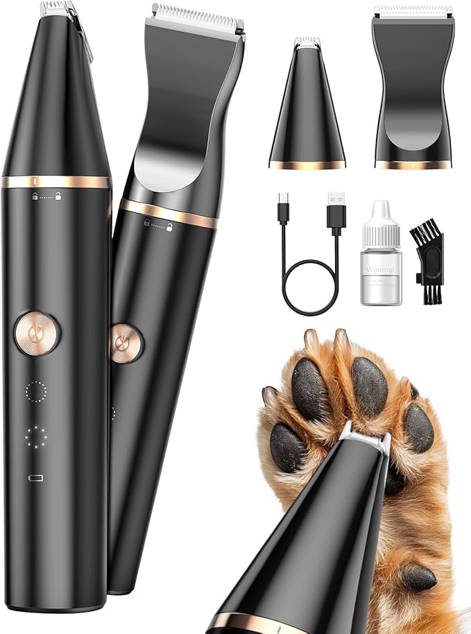 oneisall 2 Speed Cat Clippers with Double Blades, Rechargeable Cordless Small Cat Paw Trimmer, Low Noise for Trimming Dog's Hair Around Paws, Eyes, Ears, Face, Rump (Black)