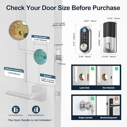 Smart Deadbolt, SMONET Fingerprint Electronic Deadbolt Door Lock