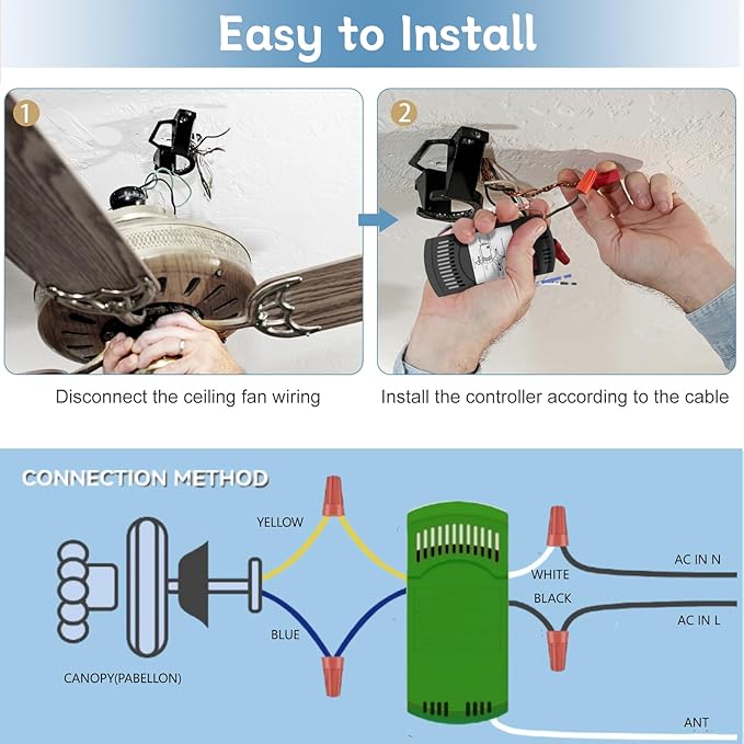 Receiver for 3 Speed AC Ceiling Fan Remote, Compatible