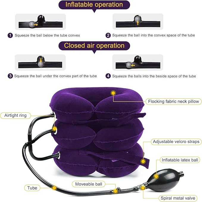 Cervical Traction Device for Neck Pain Relief, Adjustable Inflatable Neck