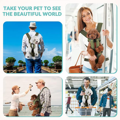 Lukovee Dog Backpack Carrier, Adjustable Front Carrier for Small Breeds | Legs Out Easy-fit, Hands Free, Lightweight, Dog Chest Pack for Hiking Travel Cycling Outdoor (GR,M)