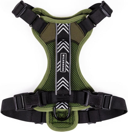 Wilderdog Lightweight Dog Harness with Reflective Straps - Medium - Olive