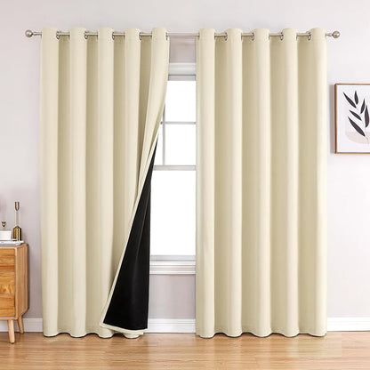 ChrisDowa 100% Blackout Curtains 84 inch Long