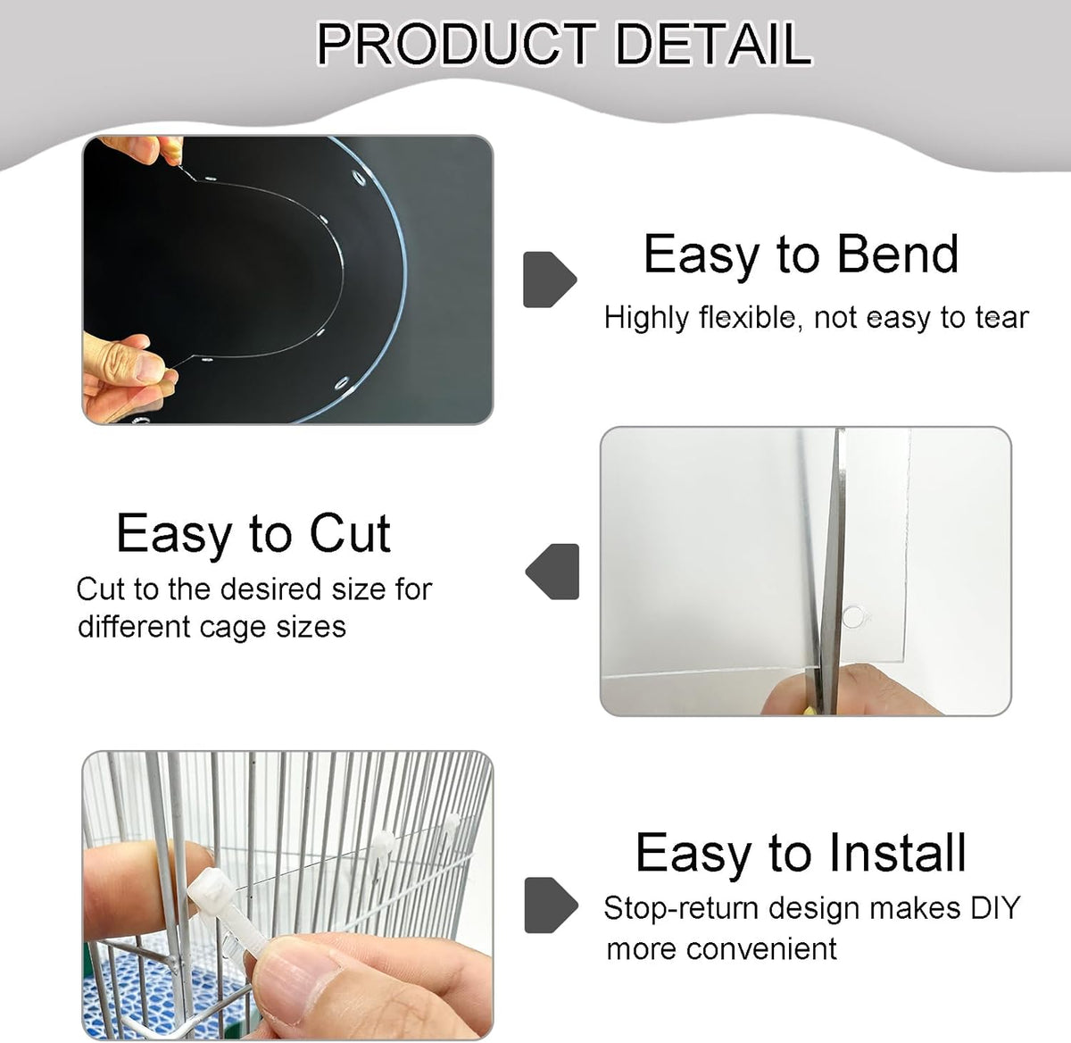 Pet Cage Liner Protection, Rabbit Cage Plastic Panels, 18 PCS Cage Urine Guard for Rabbit, Guinea Pig, Hamster, Hedgehog, Chinchilla, Ferret, Bunny - Transparent, 11.8"x5.9"