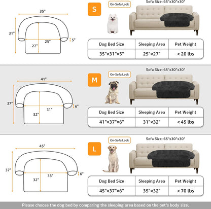 Calming Dog Bed Fluffy Plush Dog Mat for Furniture Protector with Removable Washable Cover for Large Medium Small Dogs and Cats (Medium(41x37x6), Dark Grey)
