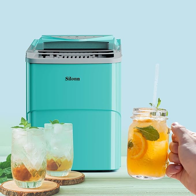 Silonn Ice Makers Countertop, 9 Cubes Ready in 6 Mins, 26lbs in 24Hrs,