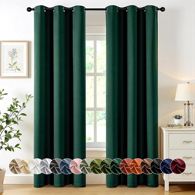 MIULEE Hunter Green Blackout Curtains