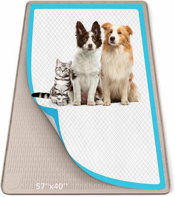 Pee Pad Holder for Dogs 57''x40'' Silicone Puppy Pee Pad Tray, Khaki | Extra Large Dog Potty Tray Leak-Proof, High Edge, No Spill Training Pads for Floor Protection, No Pee Pads