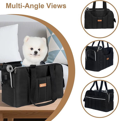 Dog Purse Carrier for Small Dogs Cats Rabbits Up to 12lbs, Lightweight Pet Sling Carriers with Crossbody Strap, Portable Puppy Soft Sided Tote Bag Carrier for Vet,Hiking,Travel Black