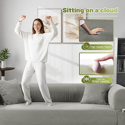 Convertible Futon Sofa Bed,80" Folding Pull Out Couch Bed with Pillows & Storage Pocket, Oversized Queen Sleeper Sofa in a Box,Corduroy Boneless Couch for Living Room,Light Grey