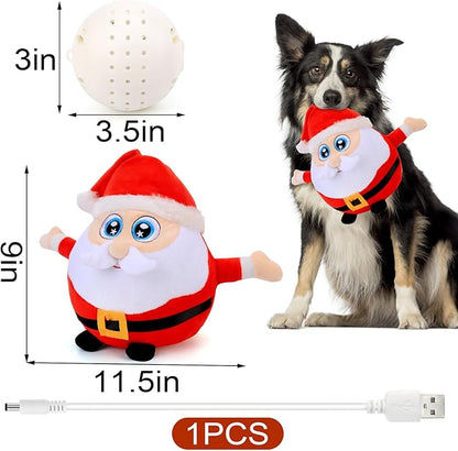 BABORUI Interactive Dog Toys Santa Claus, Jumping Squeaky Dog Toys with Recording and Music Modes, Rechargeable Moving Dog Christmas Toys for Small/Medium/Large Dogs to Keep Them Busy(Santa Claus)