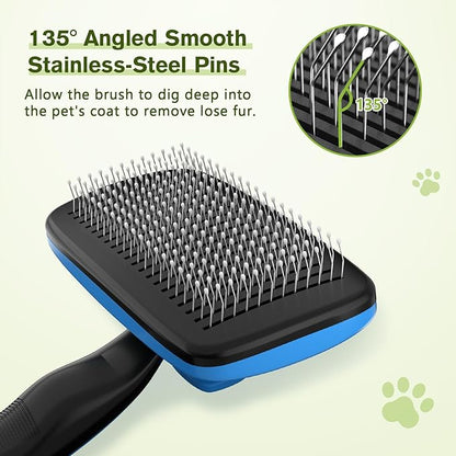 Pecute Self-Cleaning Slicker Brush for Dogs, Cats, Lightweight Dog Brush for Shedding Massaging Grooming, Cat Brush Gently Removes Loose Fur Undercoat for Small Dogs Cats Rabbits of All Hair Types
