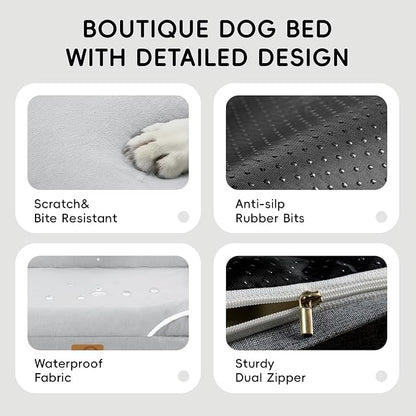 Homemate Dog Bed Large Sized Dog: 42"x30" Orthopedic Pet Bed with Toy | Large Dogs Bed with Non-Slip Botton & Removable Washable Cover Cat Bed Sofa XL Outdoor Crate Pad Couch Light Grey