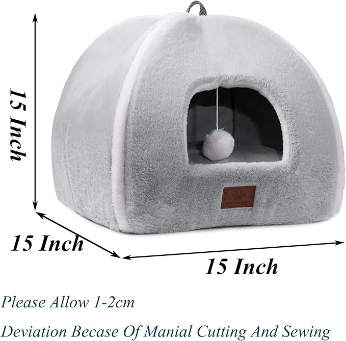 Cat Bed for Indoor Cats - Cat Cave Bed Cat House Cat Tent with Removable Washable Cushioned Pillow, Soft and Self Warming Kitten beds,Cat Beds & Furniture,for Small and Medium Pet Bed.