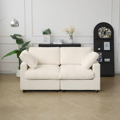JACH 67" Love Seat Sectional Couches for Living Room, Deep Seat Modular Sofa, Cloud Sectional Couch, Sofa Covers Washable, Minimalist Modern Couch for Living Room, Apartment, Beige