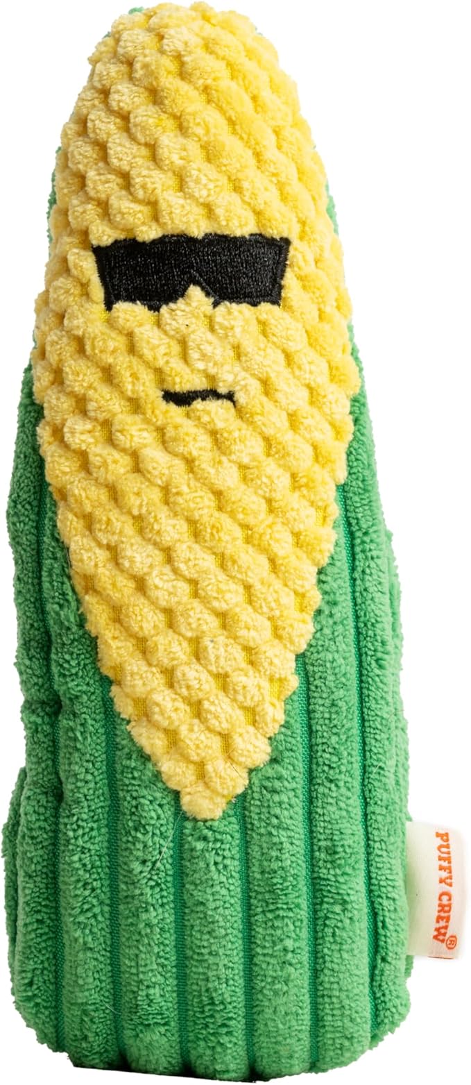 Squeaky Dog Plush Toy, Bite_Stick Collection, 8'', for Small and Medium Dogs (Corn)