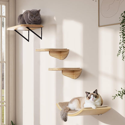 2PCS Cat Wall Shelves with Scratching Mat, 16.6x9.7 Inch Large Cat Wall Hammock Cats Furniture Shelf Window Perch Wall Mounted Beds for Household Pets Sleeping, Playing, Climbing