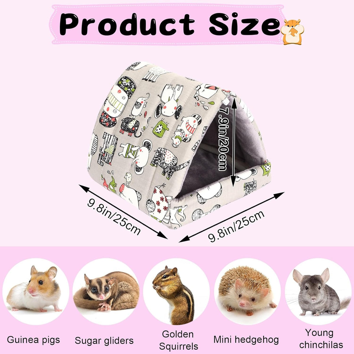 UPINS Guinea Pig Hideout,Guinea Pig Bed Washable Small Animal House Cage Accessories for Mouse Chinchillas Hamsters Hedgehogs Ferrets Bearded Dragons and Rats
