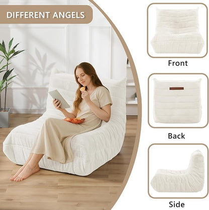 Bean Bag Chair for Adults, Giant Bean Bag Sofa Oversized Beanbag Chairs, Fireside Bean Bag Couch with High Density Sponge Filled Large Bean Bags Chair for Apartment Living Room Bedroom, Beige