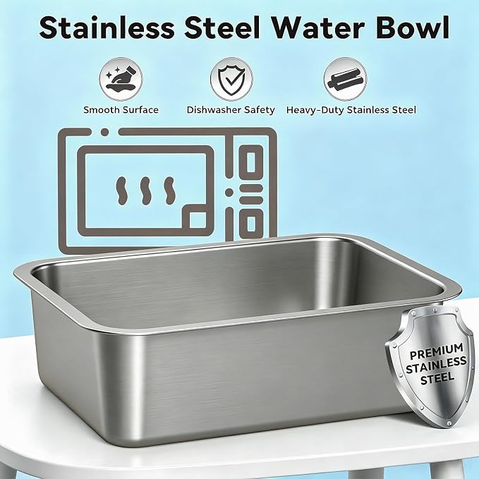 18L/4.75Gal Large Dog Water Bowl No Spill Stainless Steel | Pet Water Bowl for Messy Drinkers, Anti-Slip XXL Silicone Mat, Floating Disk & Dual Filtration
