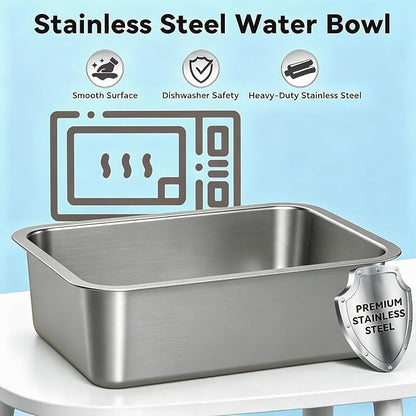 18L/4.75Gal Large Dog Water Bowl No Spill Stainless Steel | Pet Water Bowl for Messy Drinkers, Anti-Slip XXL Silicone Mat, Floating Disk & Dual Filtration