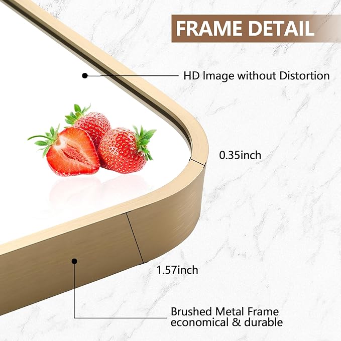 Gold Mirror, 24x36 Inch Framed Rectangle Mirror