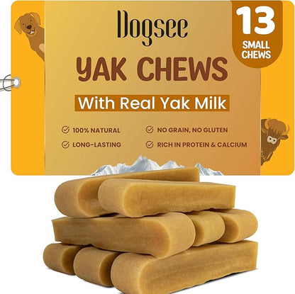 Dogsee Original Yak Cheese Himalayan Dog Chews 1lb (Small- 13 Bars) | 100% All Natural | Dog Treats Small Breed | Dog Chews Long Lasting for Aggressive Chewers | High Protein | Dental Sticks