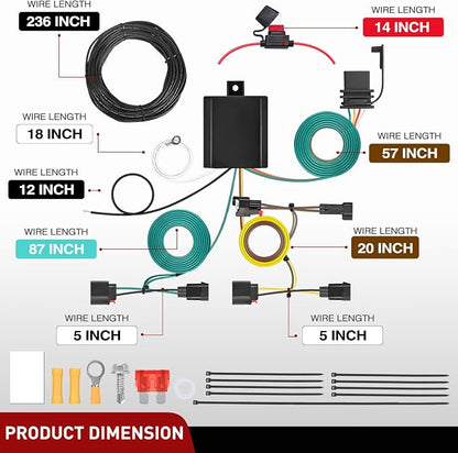 Nilight 4 Pin Trailer Wiring Harness Kit 56426 Simple Fit Tow Hitch | Vehicle Standard 4 Way Connector Custom for 2014 2015 2016 2017 2018 2019-2021 Jeep Grand Cherokee 2022 Grand Cherokee WK
