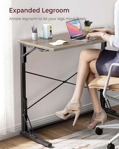 Vantic 31.5" Folding Desk, Foldable TV Tray Table for Eating on Couch, Extra Large TV Dinner Trays, Portable Fold Computer Writing Desk Table for Home Office, Greige