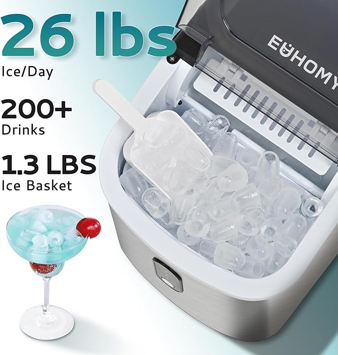EUHOMY Ice Maker Countertop, Portable Ice Machine