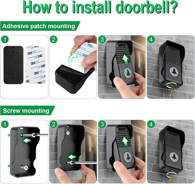 Wireless Door Bell, Full Duplex Long Range Wireless Doorbell, Waterproof 2 Way