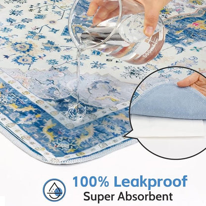 Washable Pee Pads for Dogs, 2 Pack Reusable Puppy Training Pads 48"x48" Super Absorbent Waterproof Dog Training Pads, Non-Slip Potty Pads, Whelping Pads Litter Mat Blue Medallion