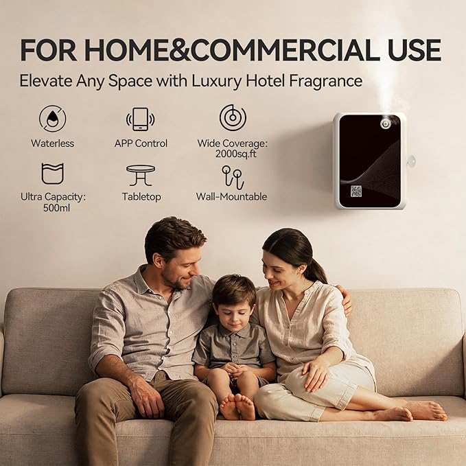 Waterless Essential Oil Diffuser-500ml Large Capacity, Smart App Control