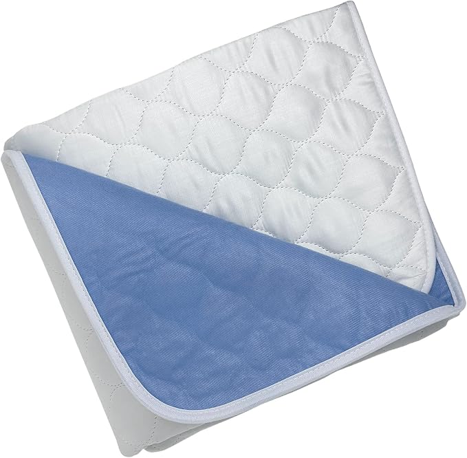 Organic Incontinence Pads for Kids & Toddlers - 5 Layer Waterproof Protectors for Overnight Bed Wetting - Reusable & Washable Pee Pads - Fits Twin to Full Size Beds - 34" x 52" White