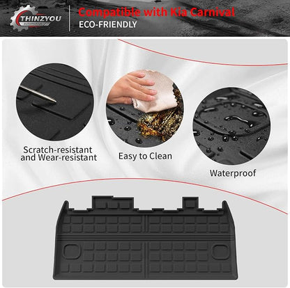 Cargo Mat Compatible with 2022-2025 2026 Kia Carnival & 2025 2026 Carnival Hybrid Trunk Mat Cargo Liner Trunk Liner TPE All Weather Back Seat Cover Protector 2024 Carnival Accessories
