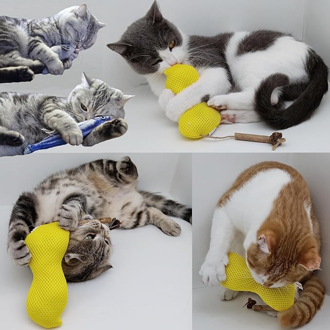 4Pcs Catnip Toys, Cat Toys for Indoor Cats, Interactive Cat Toy with Catnip, Chew Toy, Pillow for Kittens Kitty