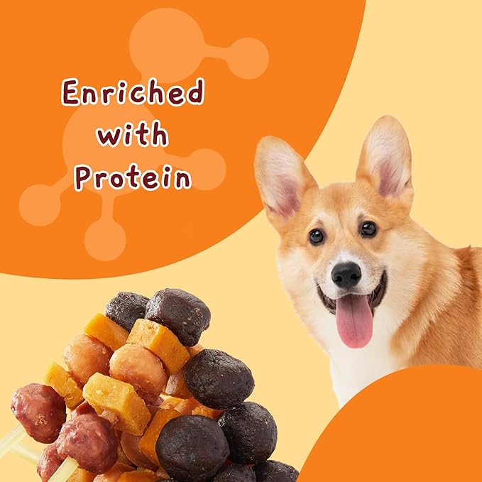 Jungle Calling Dog Treats,Dogs Kabob with Cod Stick, Rawhide-Free Chews, Made with Chicken, Duck, Beef, Sweet Potato and Pumpkin