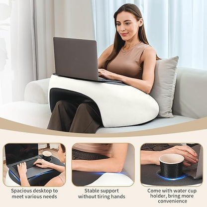 Reading Pillow, Lap Desk Pillow for Adult, Gaming Pillow Memory Foam for Arm Support, Arm Rest for Working, Crocheting, Playing Game or Siting in Bed, Floor, Sofa (Grey)