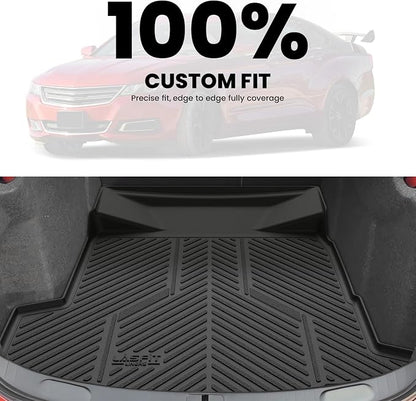LASFIT Trunk Mat for Chevrolet Chevy Impala 2014-2020 (Not Fit Equipped with The Auto Stop/Start System), All Weather TPE Custom Fit Cargo Mat Trunk Liner for Chevy Impala Accessories, Black