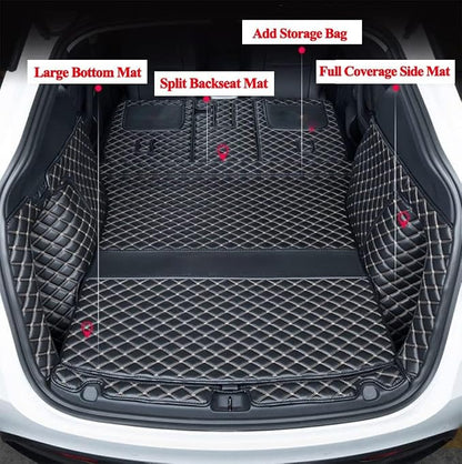 Trunk Mat Cover Compatible with BMW X5 PHEV 2019-Current Back Seat Cover & Cargo Liner & High Side Mats Heavy Duty Leather Mat - Coffee