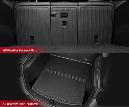 6PCS Trunk Mats & Frunk Mat & Backrest Mats for New 2025 2026 Tesla Model Y Juniper 5-Seats (Not fit Standard) All Weather TPE Cargo Mat Frunk Liner Trunk Lower Pad Accessories Interior Black