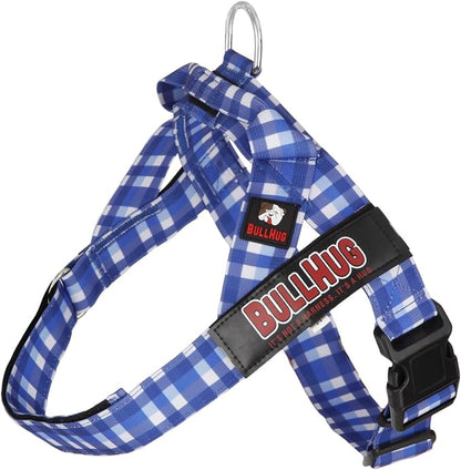 Adjustable Dog Harness– No Pull, No Choke – for English Bulldogs, French Bulldogs, Pugs & Broad-Chested Breeds – Easy, Safe Walks (BLUEWHITE, XL)