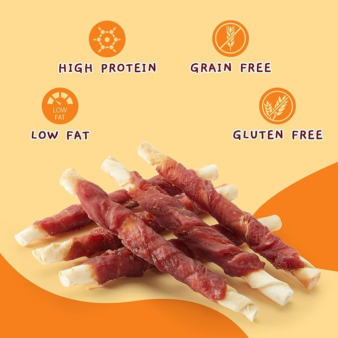 Jungle Calling Dog Treats, Duck Breast Wrapped Rawhide Sticks for Dogs, Grain-Free Natural Chewy Treats Picky Dogs, Puppy Chews Snacks,10.6 oz