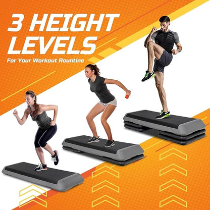 ZENY 43'' Exercise Aerobic Step Platform, Adjustable Fitness Stepper with 4 Stackable Risers, Aerobics Stepper Workout Stepper for Home Gym Cardio Strength & Training