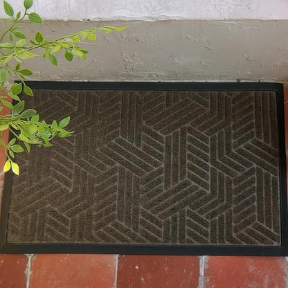 XADP Front Door Mat 29.5"x17" Indoors Outdoors Welcome Mats, Waterproof Non-Slip Rubber Backing Heavy Duty Doormat Outside Entrance, Low Profile Entryway Rugs Floor Mat for Patio, Pattern B Brown